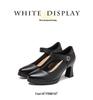 Red Dragonfly Women's Chunky Heel Mary Jane Leather Shoes for Summer