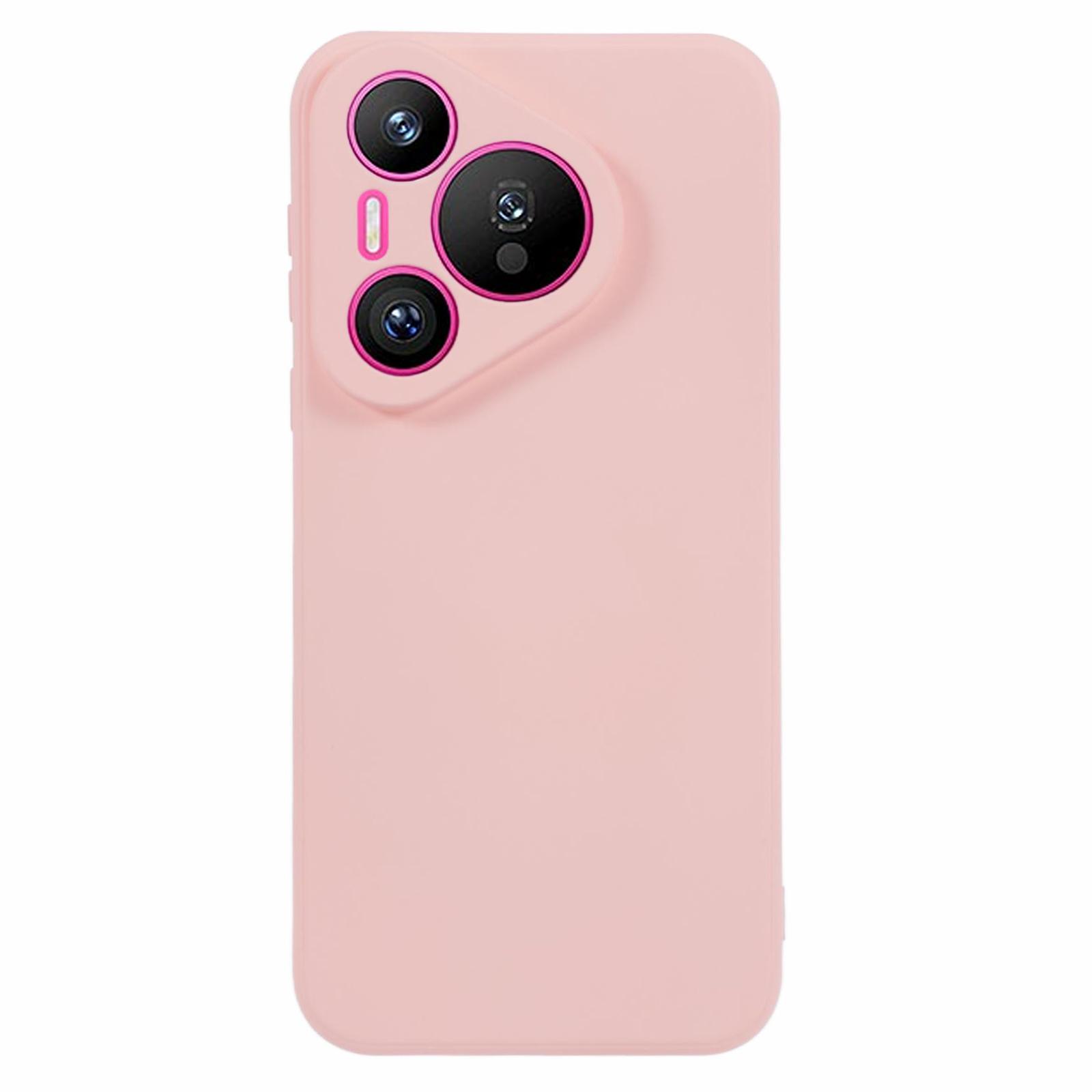 

For Huawei Pura 80 Pro/Pura 80 Pro+ Case TPU Back Soft Anti-Scratch Fiber Lining Phone Cover Pink