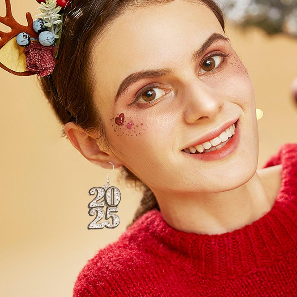 New Year Earrings Sequin Digital Earrings Party Earrings Winter Festive Jewelry Gifts Unique New Year Digital Earrings 1 Pair