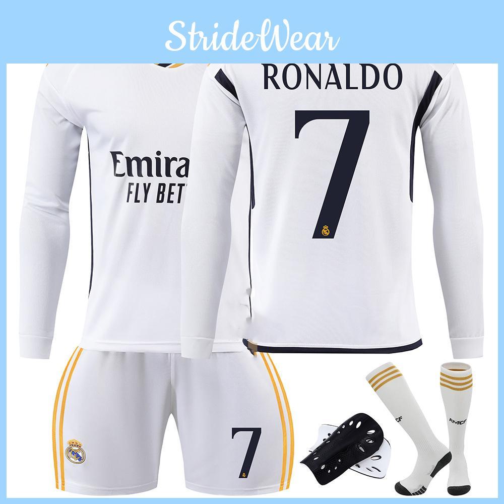 Módní fotbalový dres Real Madrid s dlouhým rukávem pro děti 2324 Vini Jr. Beckham Modrić