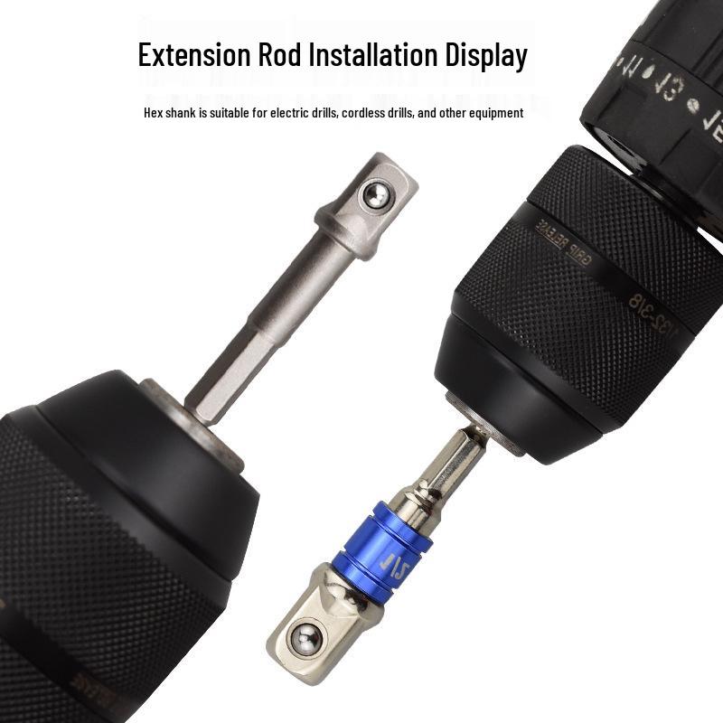 Hex to Square Adapter: Steel Ball Joint Extension Rod with Electric Socket Conversion