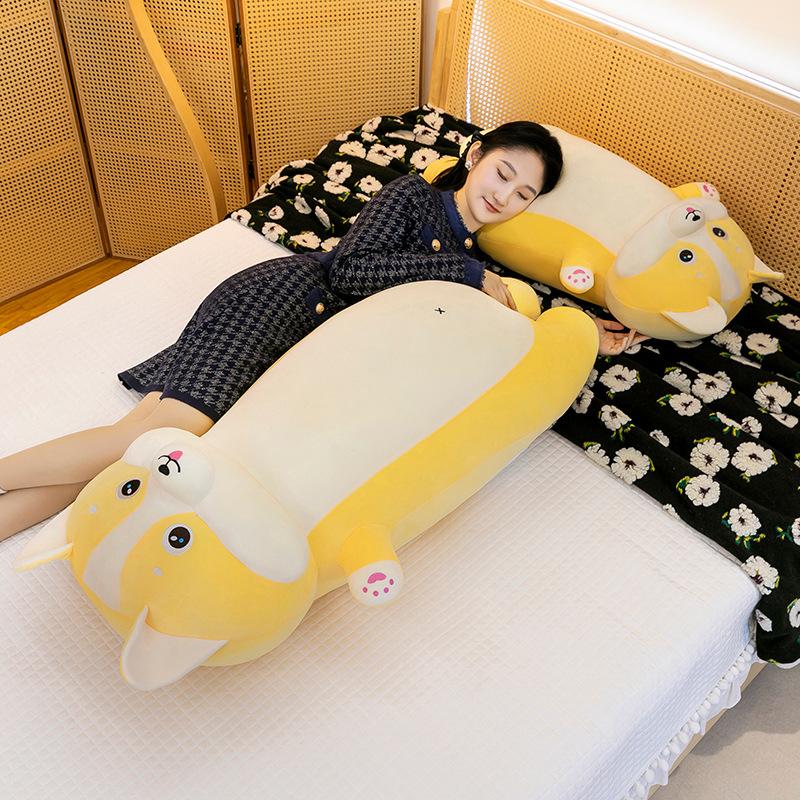 Cute long corgi plush toy throw pillow peach butt soft cute girl bedmate doll gift