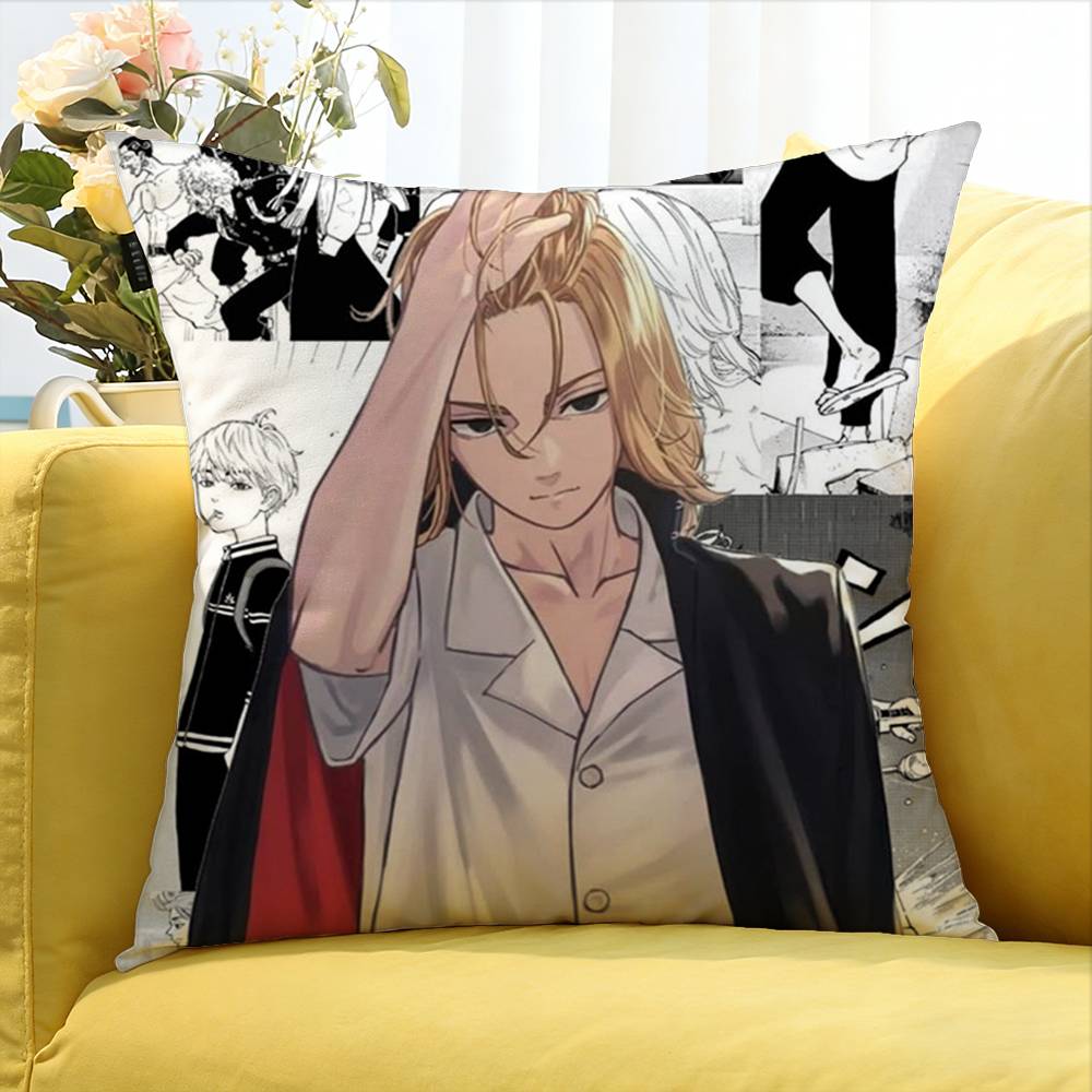 T-Tokyo r-Revengers Mikey World Various Sizes Square Pillow Case For Car Home Bedchamber Decor