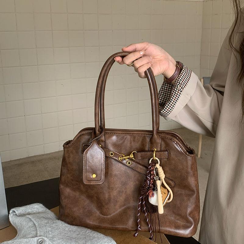 Retro Briefcase Bag Female Large-capacity Texture All-match Simple Niche Design Portable One-shoulder Tote Bag