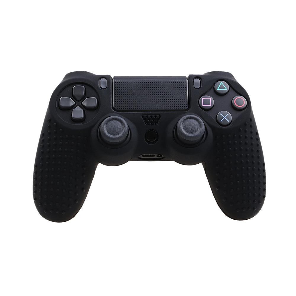 Kamuflażowy Czerwony Silikonowy Pokrowiec + Zestaw 8 Nakładek na Kciuki do Kontrolera PS4 - Antypoślizgowy Ochraniacz