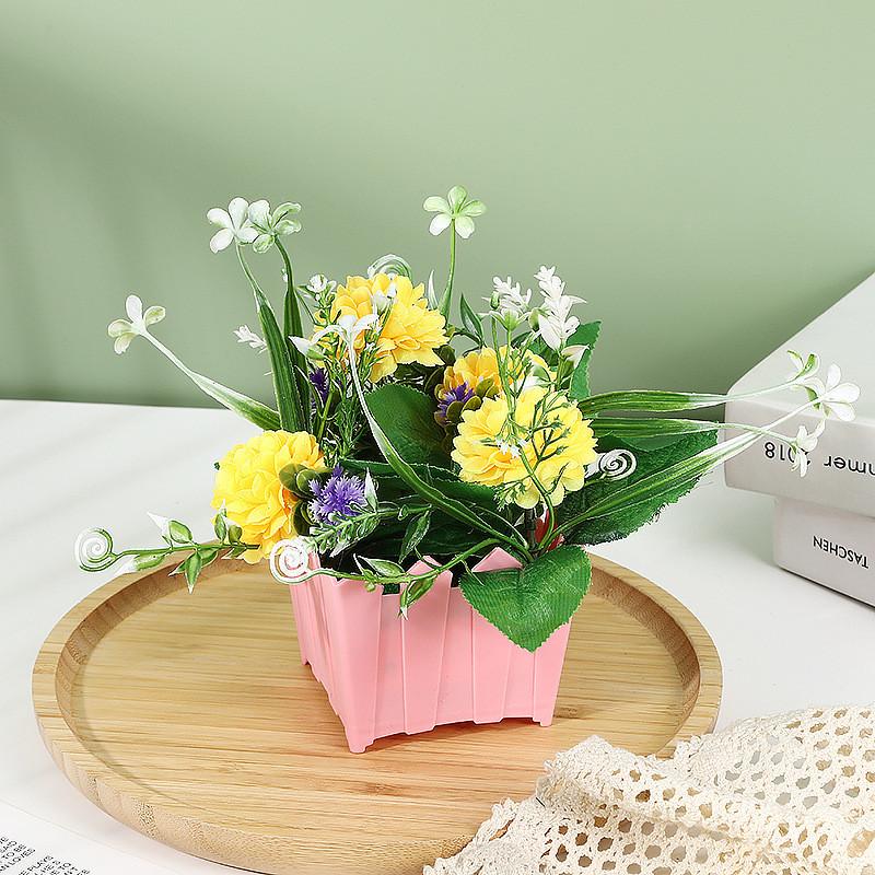 Plastics Small Simulated Hydrangeamacrophyllas Fence Artificial Potted Flowers