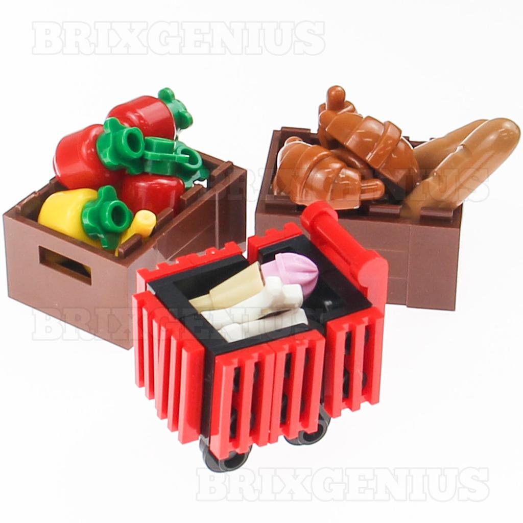 Ylutex Supermarket Food 191 Pieces Hot Dog Cart Mini Veggie Pan Turkey Carrot Sausage Food Basket Building Blocks Toy Set Compatible with Lego City