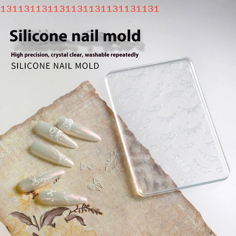 For Nail Decoration Stamp French Lace Silicone Nail Art Mold DIY Beauty Simple Line Reusable Handmade Tool
