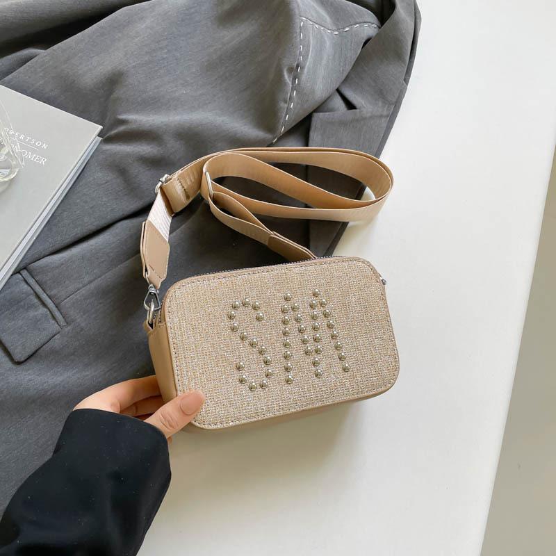 

Summer new wide shoulder strap casual small square bag fashionable simple shoulder messenger bag women золотой