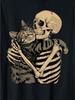 Men'S Skeleton Hugging Cat Graphic T-Shirt Crew Neck Tee Casual Printed Top Wc Ith Slight Stretch Perfect for Cat Lovers