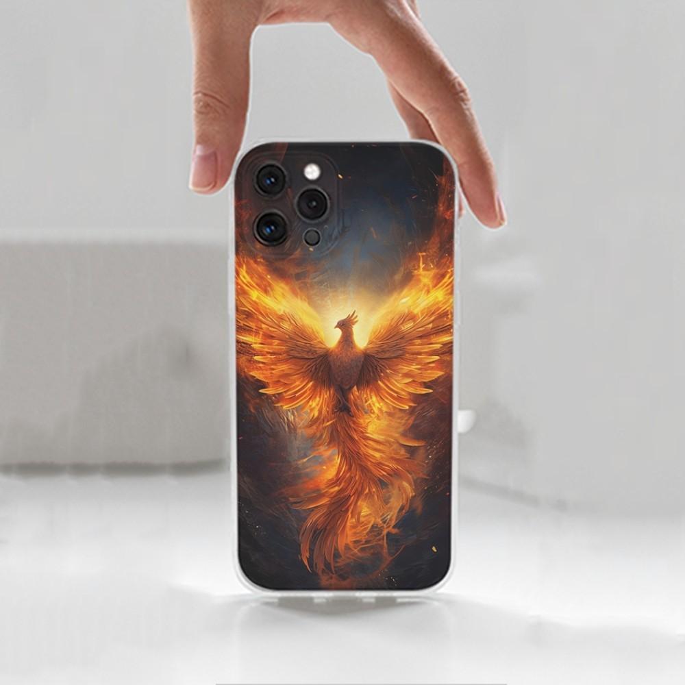 Cool Phoenix Phone Case For iPhone 16,15,14,13,12,11 Plus,Pro,Max,XR,XS,X,7,8 Plus,SE,Mini,Transparent,Silicone Case