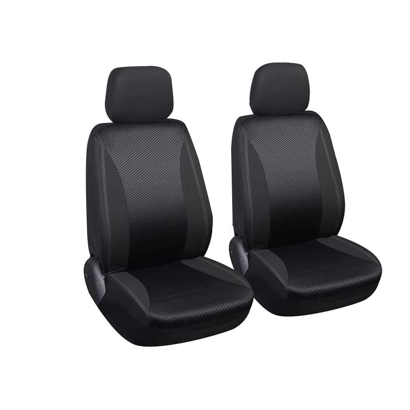 AUTOKING Polyester Fabric Universal Car Seat Covers Checkered Faux Leather Design Seat Covers Fit For Car SUV Truck Van Black 2 Seat