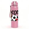 1PC Soccer Mom Leopard Football 750ml Color Plastic Sports Water Bottle Leakproof Flip Straw Lid Suitable for Sports Office Home Use