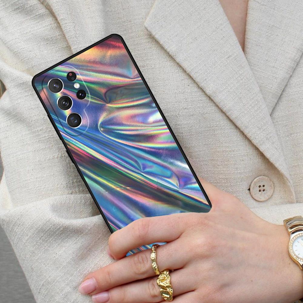 Iridescent Holographic Art Cell Phone Case for Samsung Galaxy S26 Ultra S25 S24 S23 S22 S21 S20 Note10 Cover