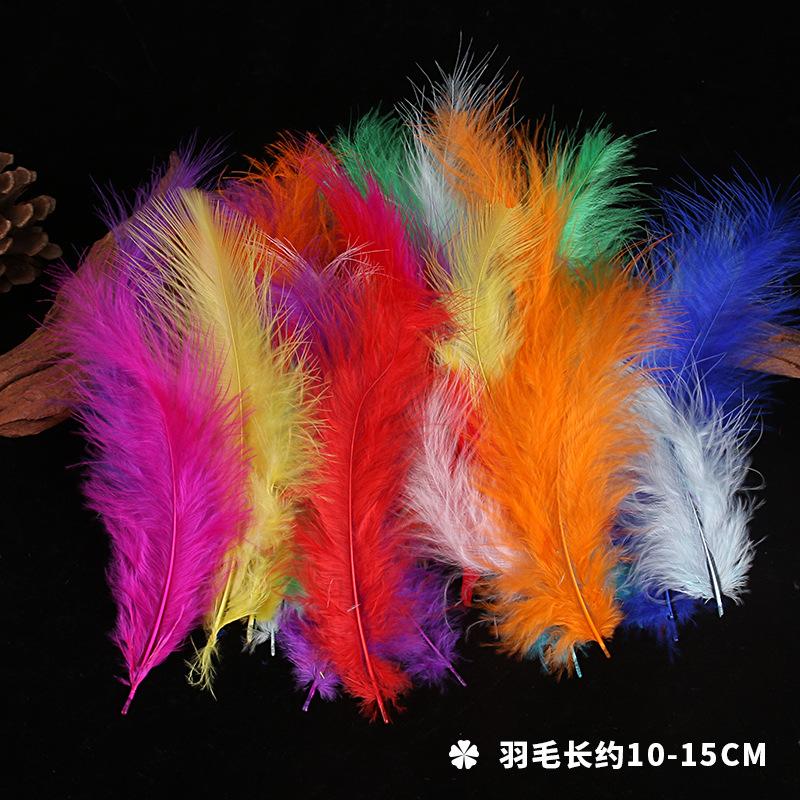 50Pcsdiy Color Feather Full Fleece Turkey Feather Clothing Antique Headdress Pet Toy Handicraft Decoration