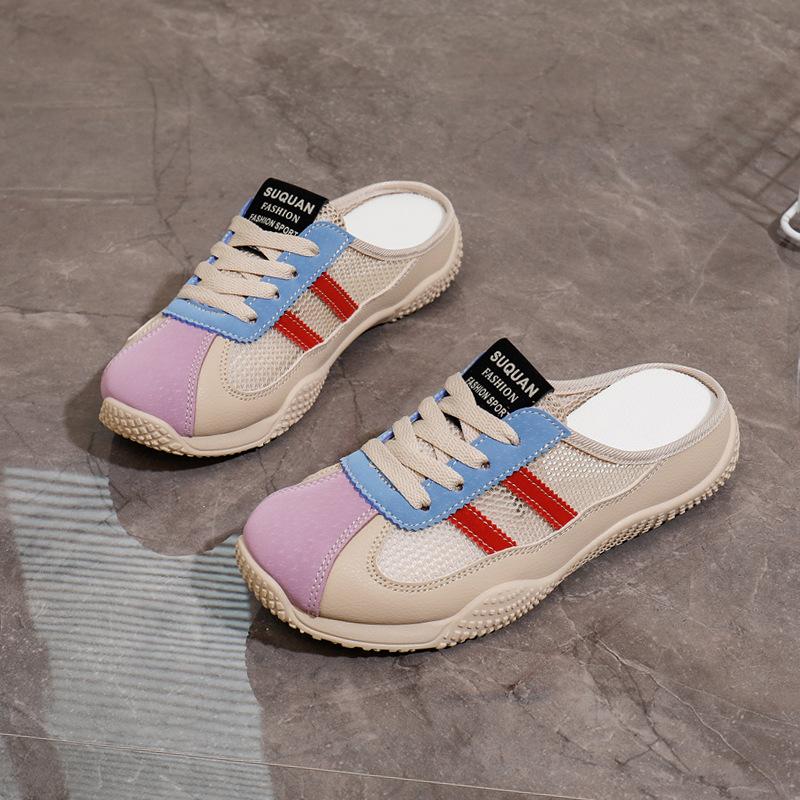 Women Shoes Summer New Breathable Mesh Half Drag Shoes Outdoor Comfort Non Slip Women Platform Sandals Casual Beach Shoes