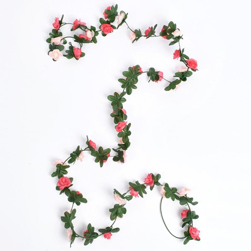 2.5m Rose Artificial Silk For Wedding Garland Fake Plant Flowers Vine Home Room Wedding Wall Hanging Garden Arch DIY Decoration