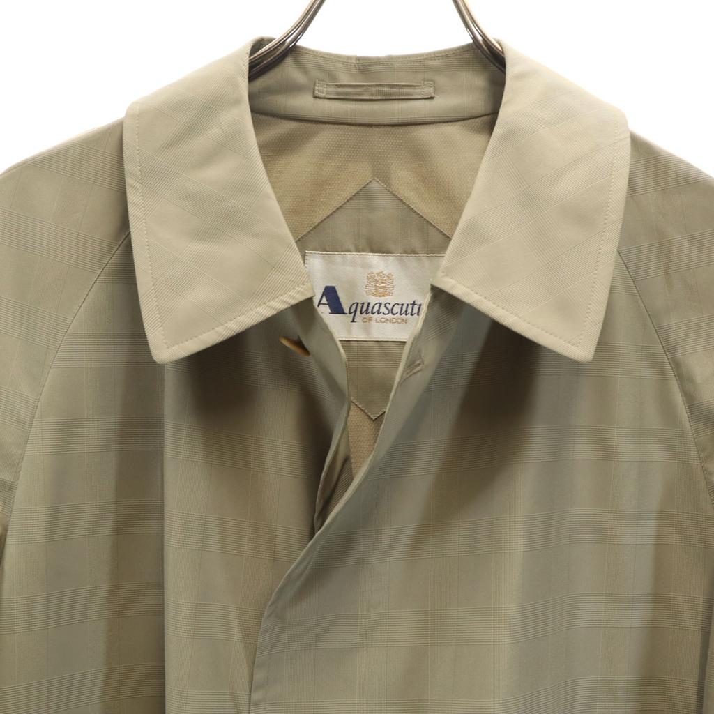 Aquascutum Wyprodukowano w Japonii Płaszcz ze stójką ze stali nierdzewnej w kratę beżowy Męski Używany
