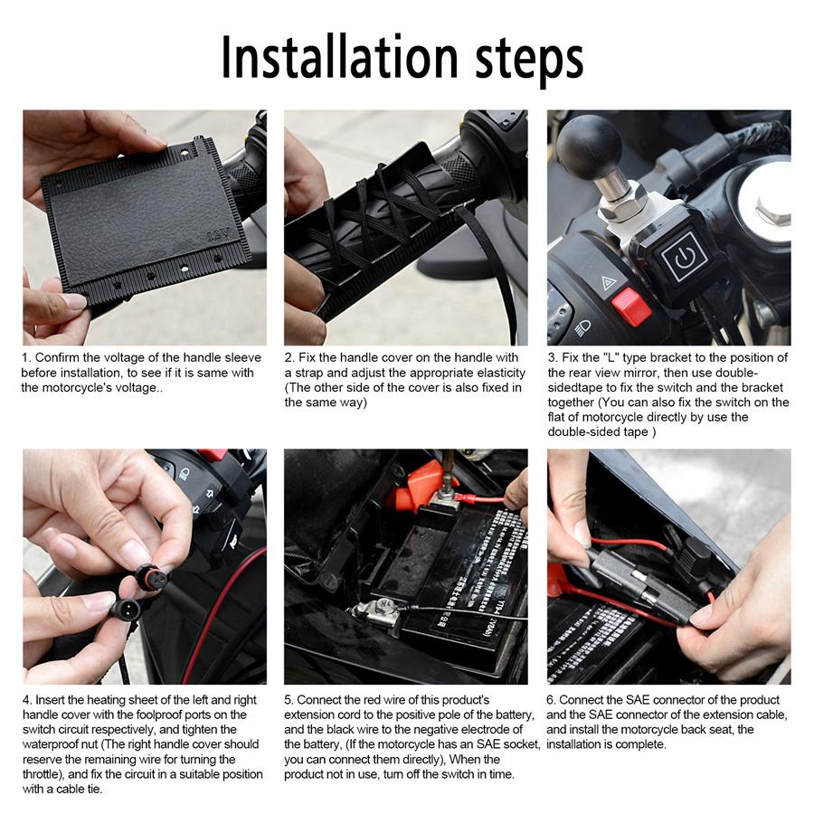 Upgrade 12V Motorcycle Anti-slip Five-speed Heating Electric Handle Cover Handlebar Warmer Grip Cover
