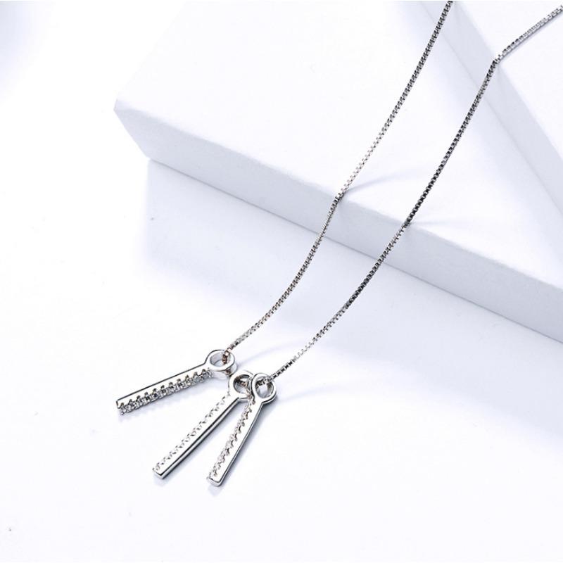 

Ожерелье из стерлингового серебра S925 в этническом стиле с кисточкой в ​​форме линии и микроинкрустацией Простая универсальная цепочка на ключицу Женское ожерелье в корейском стиле 925