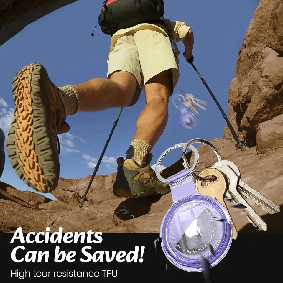 Keychain For Apple AirTag Silicone Protective Case Cover Key Chain Anti-Loss Ring AirTags Accessories for AirTag Pendant