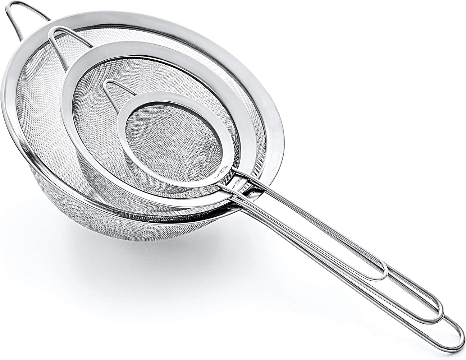 

3 Pcs Multi-functional Stainless Steel Filter Fine Mesh Filter with Non-slip Handle Easy To Clean Safe Durable and Versatile серебряный