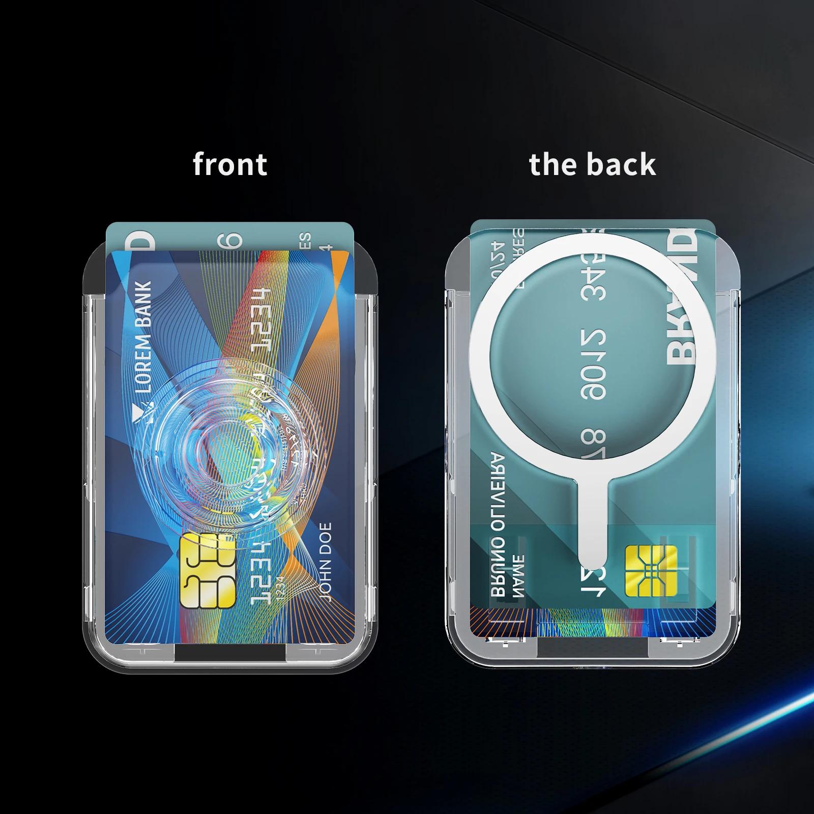 

Transparent for MagSafe Wallet Magnetic Card Holder Wallet Case for IPhone/Huawei/Xiaomi/Samsung Magnet Stand Slot Card Holder прозорий
