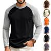 Herren Langarm Raglanärmel Rundhals T-Shirt Reguläre Passform Lässig Leichte Baumwollmischung Oberteil für den Alltag