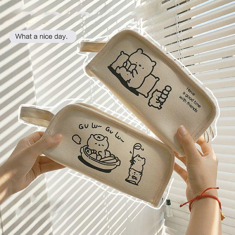 Canvas Stationery Bag Cartoon Cosmetic Bag New Pencil Case