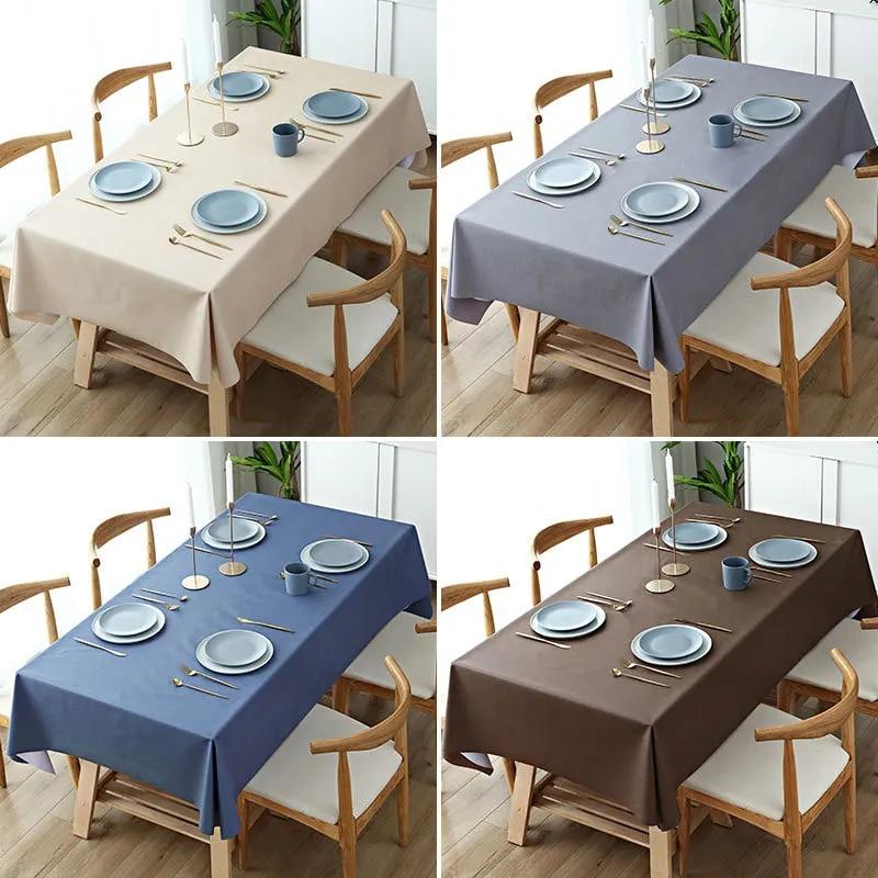 Table Cloth Waterproof Solid Color Dining Tablecloth Rectangular PVC Oil Resistant Mat Home Decoration Easy To Clean Table Cover
