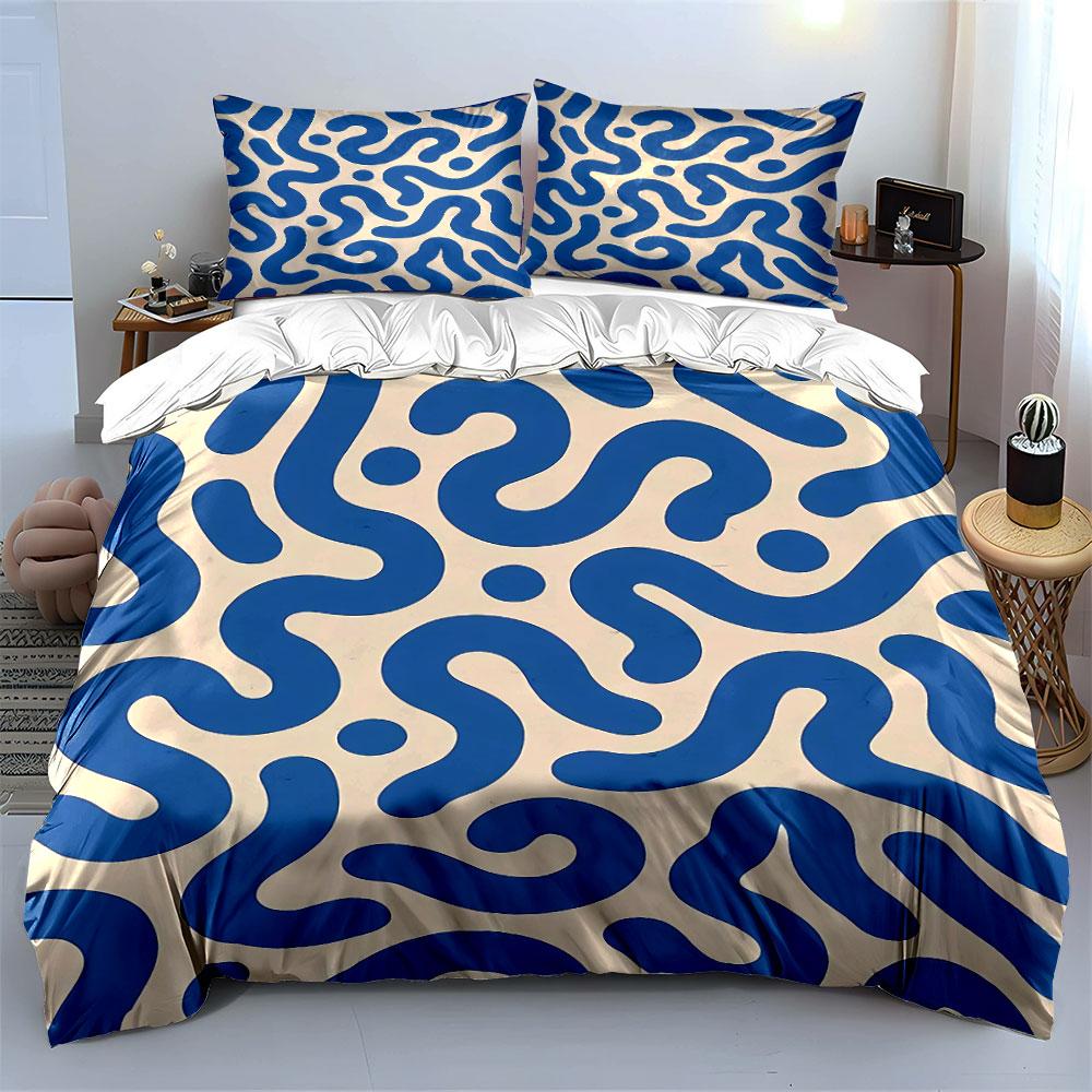 Blue Abstract Pattern Bedding Bedding Duvet Cover Set Duvet Cover Pillowcases (1 * Duvet Cover 2 * Pillowcases, without duvet insert)