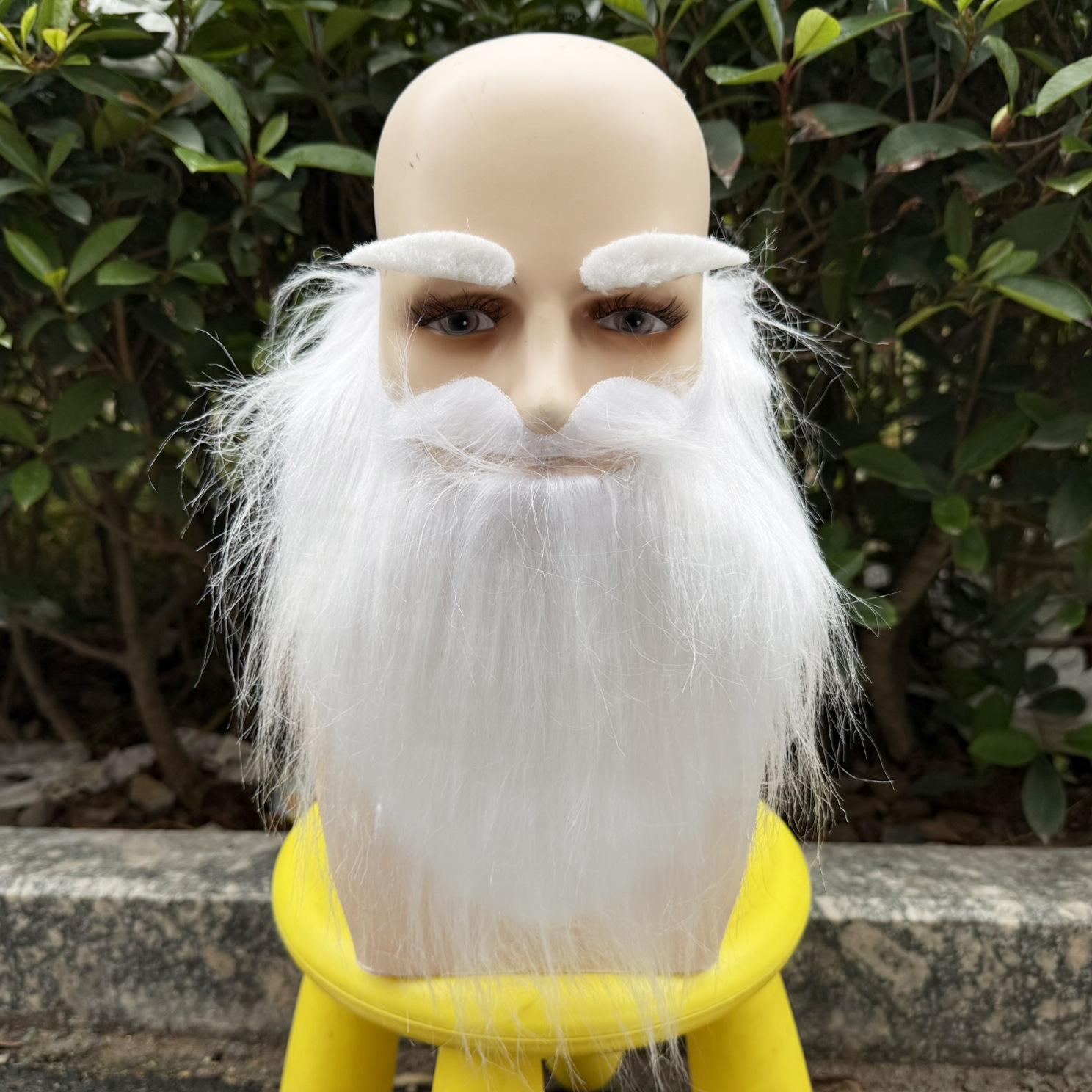 

White Christmas Costume Beard with Sideburns for Festive Events One Size
