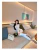Shanxi Women's 4-Color Versatile Knit T-Shirt: Elastic, Soft, Long-Sleeved, Round Neck Top for Autumn/Winter Wear.