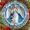 Holy Angel Wooden Sign - Beautiful Angel Round Artwork for Front Door Wall Home Hanging Decoration