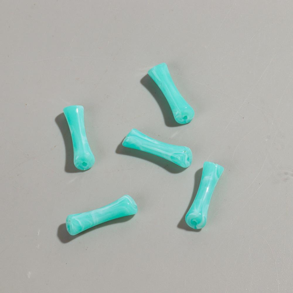 20pcs/bag Mixed Color Acrylic Thin 7x26mm Bamboo Curved Tube Loose Beads for DIY Bracelet Necklace Jewelry Craft Accessories