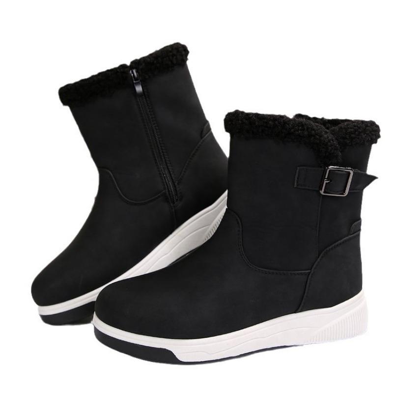 Winter new thick-soled velvet snow boots for women, large size warm towel, medium boots, cotton shoes for women