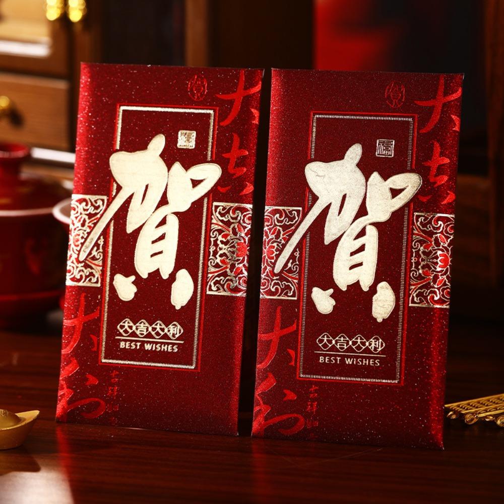 6pcs Traditional New Year Red Pocket Thickened Wedding Red Envelope Red Envelopes  Chinese New Year