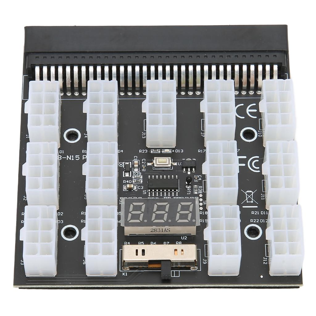 Power Breakout Board Distribution Board Adapter 13Port 8Pin 1200W Digital Temperature Display Computer Accessories 12V