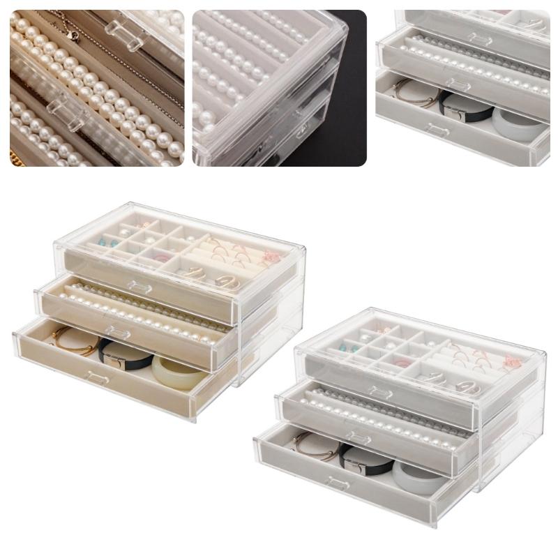 Multifunctional Acrylic Jewelry Storage Case 3 Layer Drawer Box for Bracelets and Beads Accessories Holder with Dividers