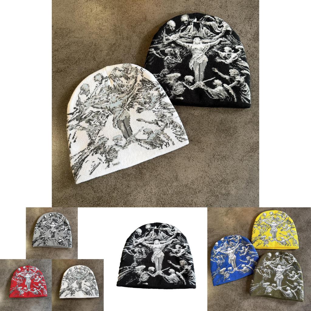 Y2k Street Fashion Knitted Hat With Thermal Acrylic Fabric For Winter And Fall Use