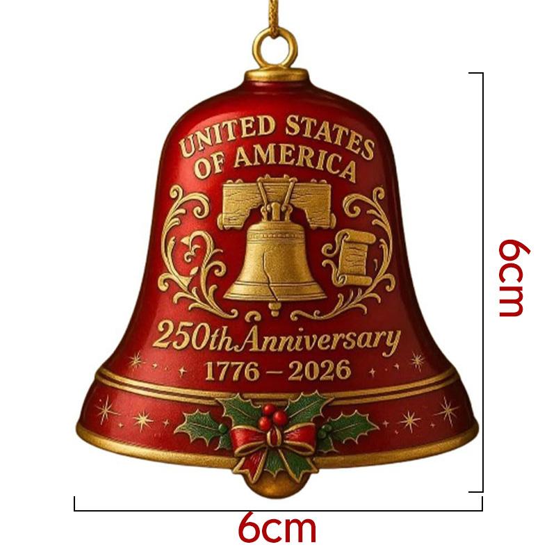 United States 250th Anniversary Bell Ornament Patriotic Commemorative Doorbell Xmas Tree Hanging Decoration Home Decor