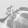 Korean Premium Cold Silver Oval Natural Stone Earrings Simple Versatile Stud Earrings Silver Needle 500