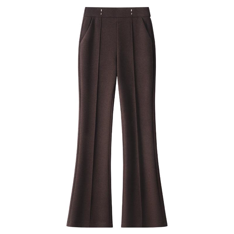 

Women s Khaki Wool Acetate High-Waist Flared Pants for Autumn/Winter 2024 M абрикосовый