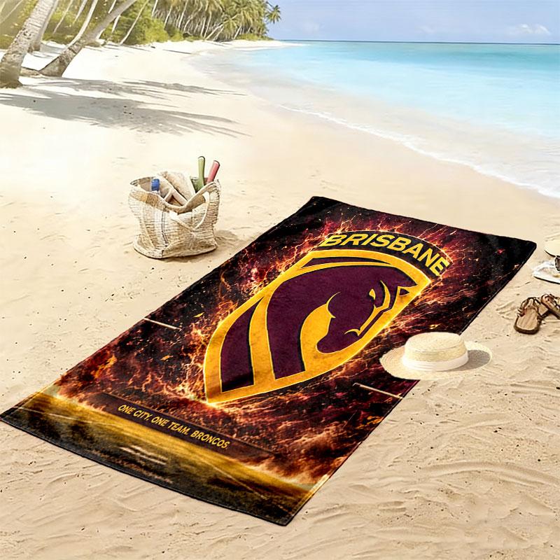 Brisbane Broncos Print Beach Towel, Large Soft Quick Dry Towel for Beach Camping Swimming