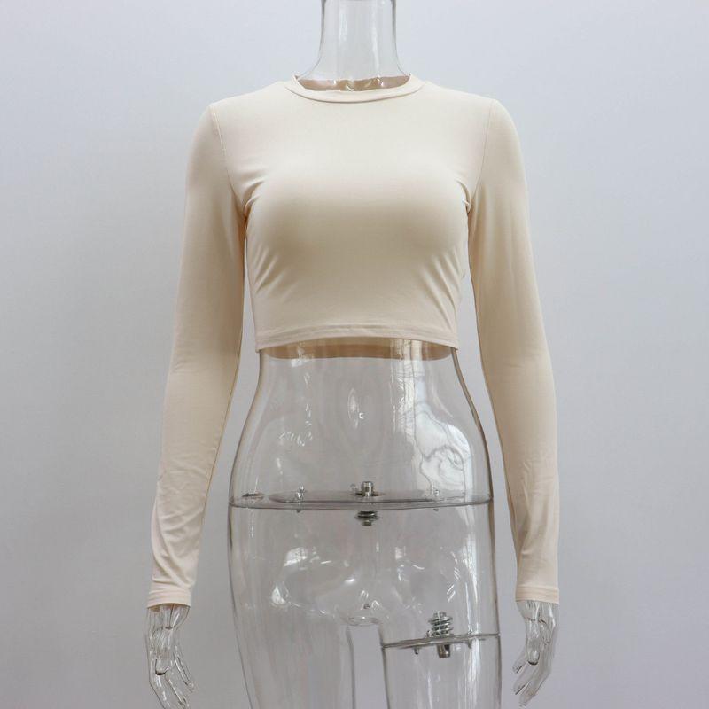 Long-Sleeved T-Shirt for Women, Fashionable Hot Girl Style, European and American New Autumn and Winter Base Shirt, Tight-Fitting Sexy Short Crop Top