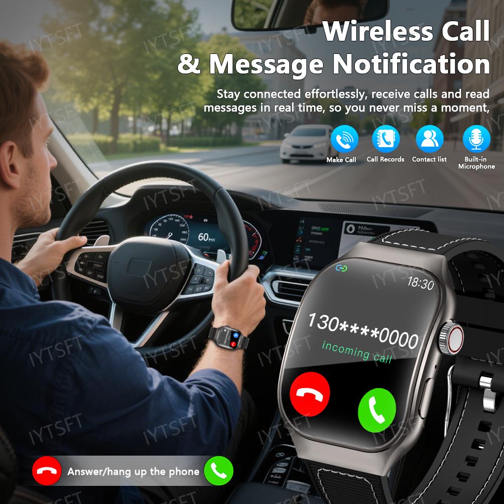 LAXASFIT New Bluetooth Call Smart Watch for Men 2.01" HD Curved Screen Sports Watch Health Monitor Smart Watch for Android iOS 2