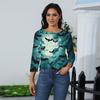 Women's Fashion Casual Three-quarter Sleeve Halloween Printed Round Neck Top