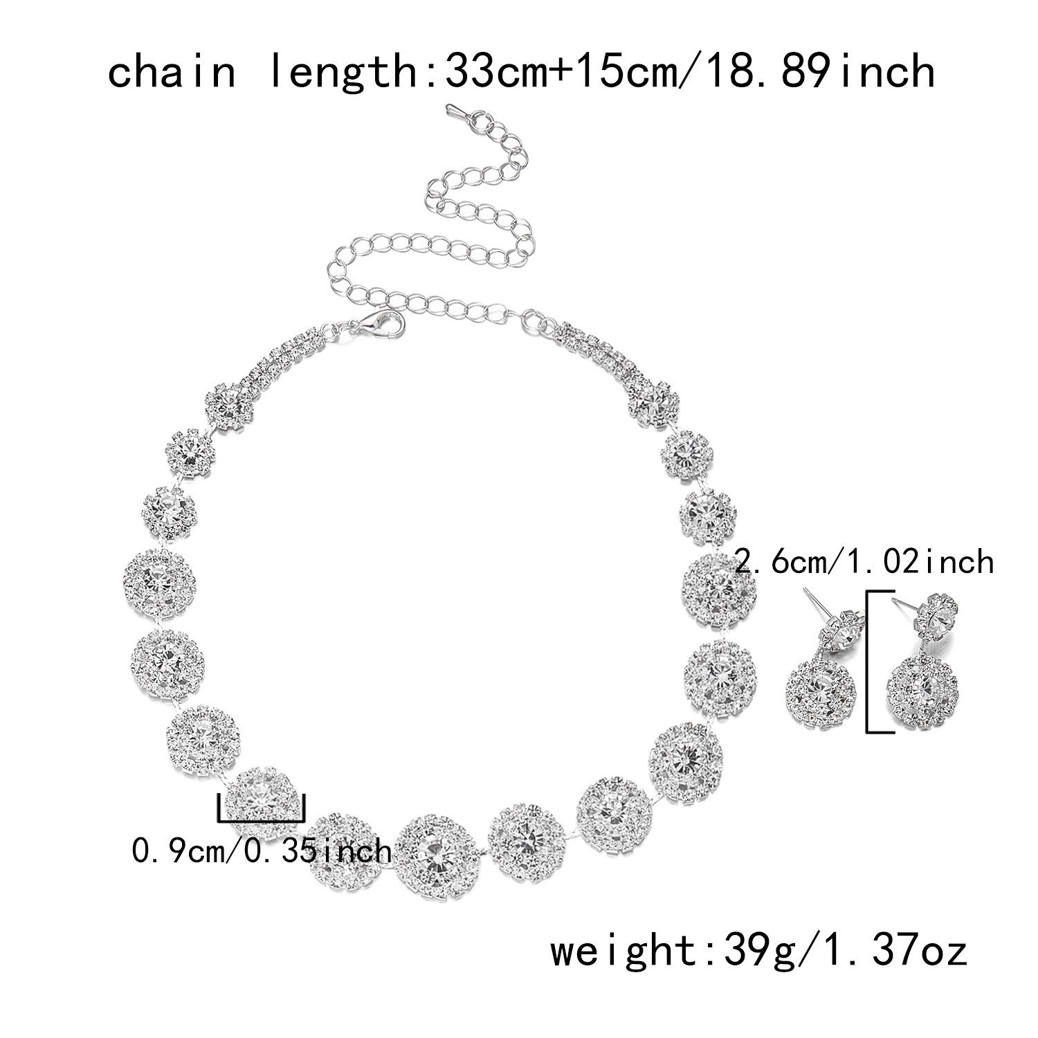 

Women s Party Earrings and Necklace Set, Luxurious and Simple Diamond-Studded Sparkling Necklace, Exquisite and Sophisticated Women s Party Earrings Suit