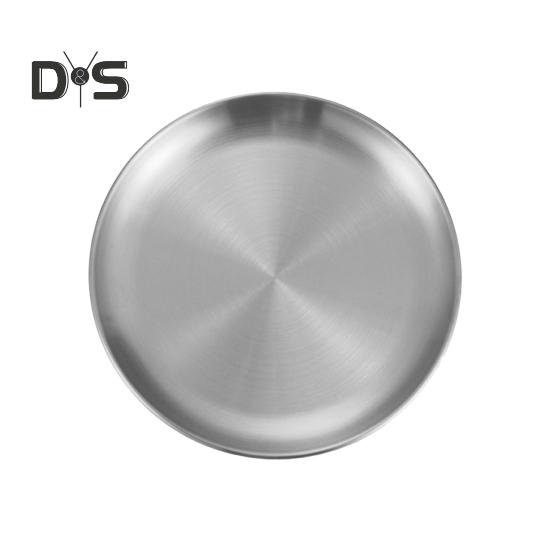 

Тарелки из нержавеющей стали, круглые, для салата, легко моющиеся, миска для пиццы и фруктов для домашней кухни, кемпинга, барбекю L