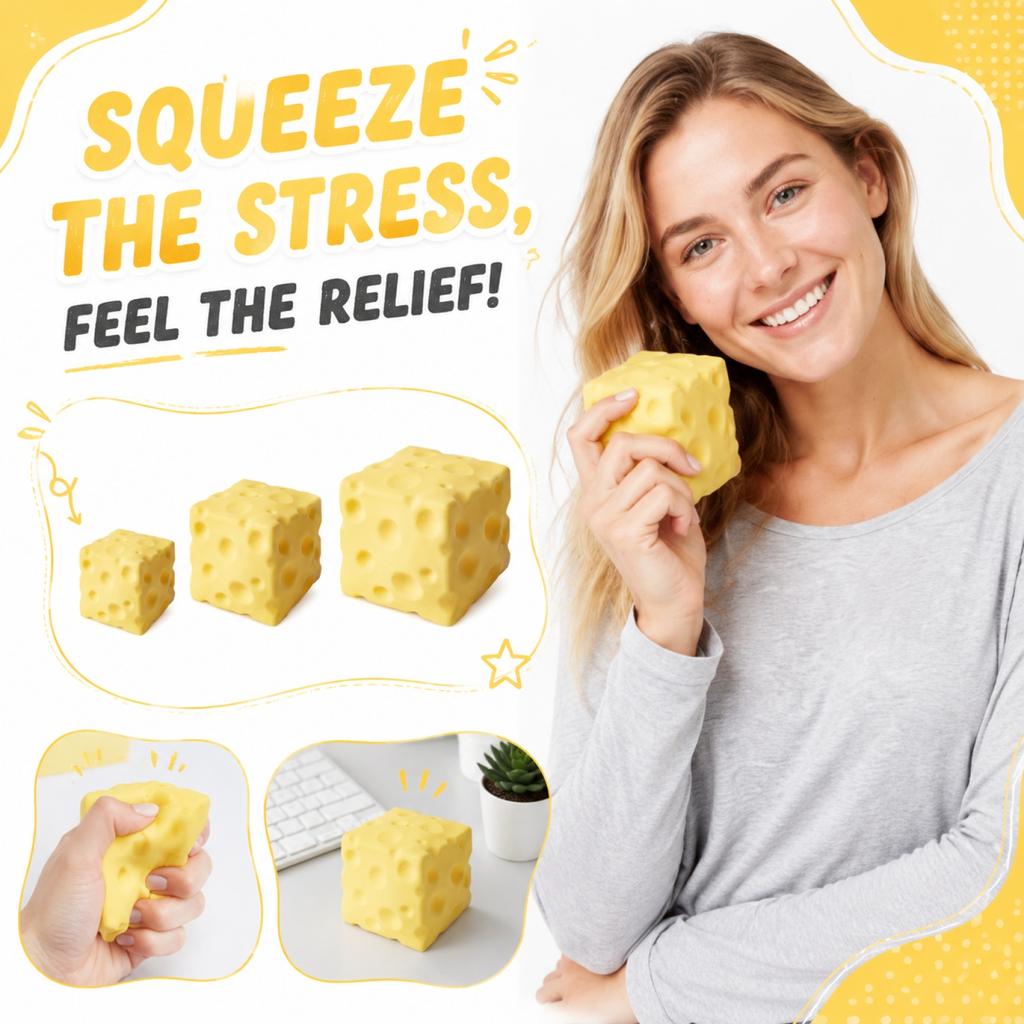 Cheese Squeeze Toy Stress Relief Soft Foam Cube Filled with Flour for Hand Exercise and Sensory Play 5 2/8/10cm Size Options